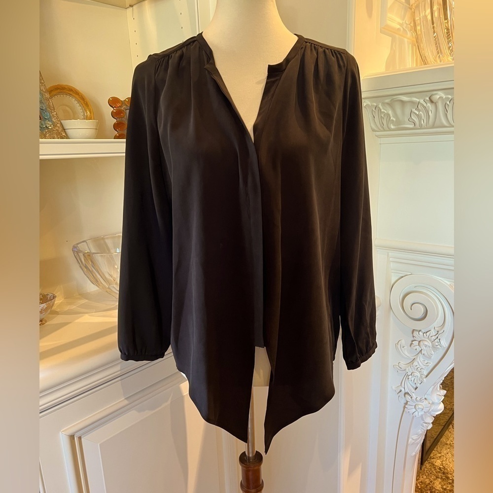 JOIE black 100% Silk manadarin collar top size small